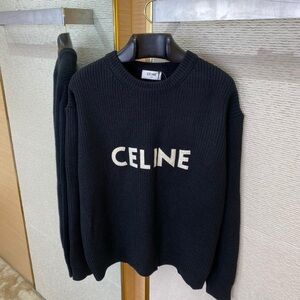Celine Black Crewneck Sweater with White Logo